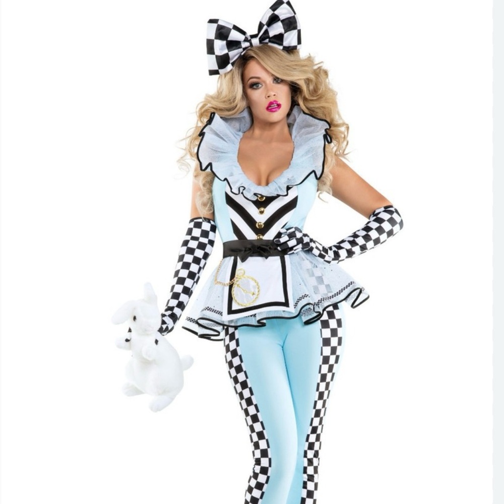 Sexy Starline Little Lost Alice Wonderland Blue Catsuit costume Size Small